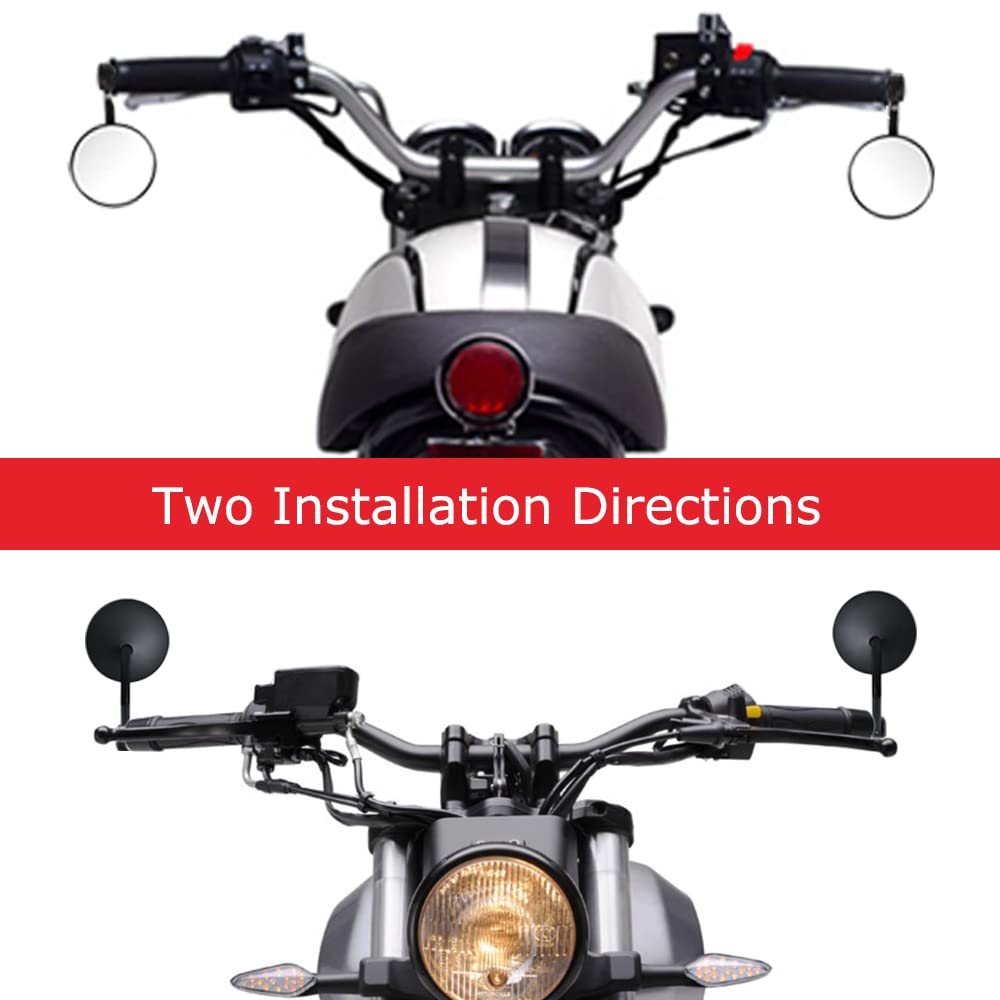 Evermotor Universal CNC Handlebar End Mirror Motorcycle, Motorcycle Mirror Rearview Mirror E9 Approved, 360° Rotatable Handlebar Mirror Compatible with Quad Scooter ATV Moped