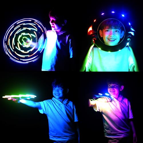 TOSY Flying Ring - 12 LEDs, bright, automatic lighting, safe, waterproof, lightweight frisbee, gift for birthdays, Easter, Christmas for boys/girls/children.