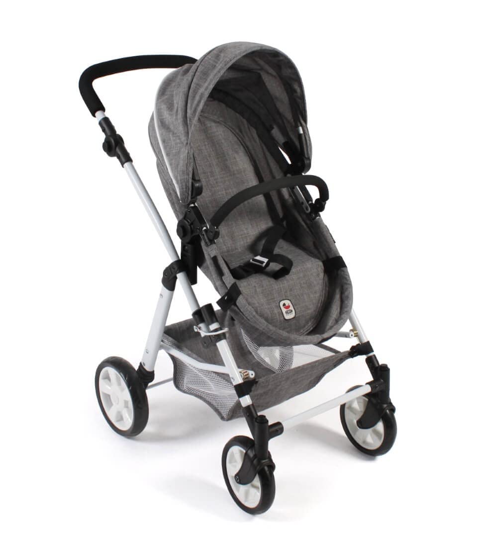 Bayer Chic 2000 - Doll carriage Nele, 2in1 combination doll carriage for children aged 4 to 8 years, denim gray, 45cm-84cm