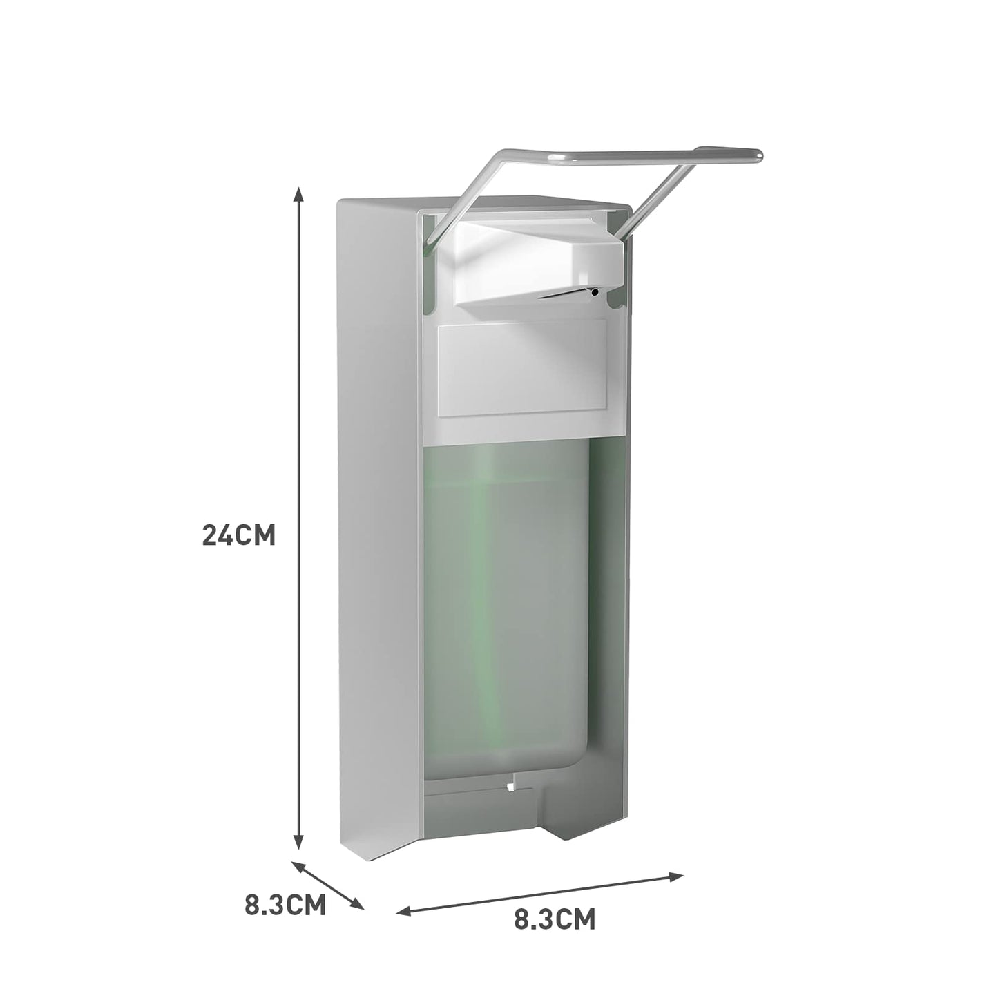 HOUSEHOLD WORLD Euro dispenser, soap dispenser wall mount, soap dispenser with elbow press for disinfectants and hand soaps, white soap dispenser, aluminum, 500 ml.