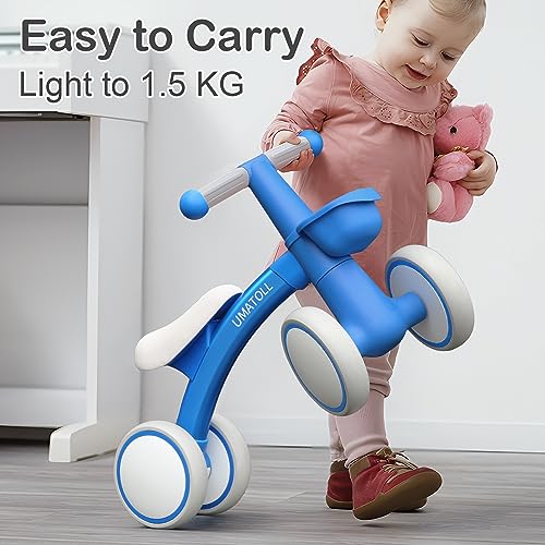 Umatoll Kids Balance Bike from 1 year, Toy for 12-24 months, Baby walking bike with basket for boys girls, Gifts for 1 year old birthday (Blue)
