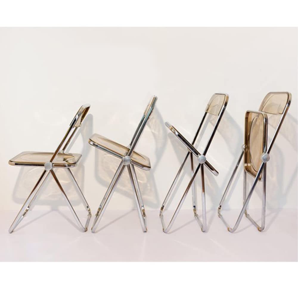 Willonin Transparent Folding Chair for Banquet Conference Party - Strong Sturdy Metal Frame Acrylic Balcony Sunbathing Durable And Lightweight (Yellow)