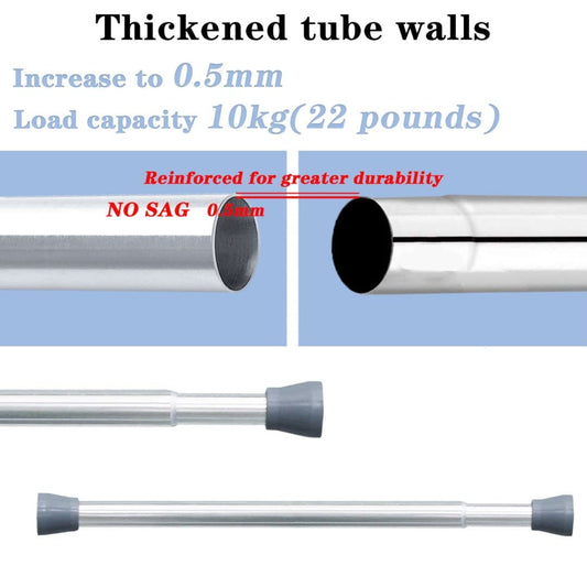 1 Piece Curtain Rod Without Drilling Clamp Rod Extendable Curtain Rod for Bathroom, Window, Wardrobe, Ø19/22mm, 70-120cm, Light Silver