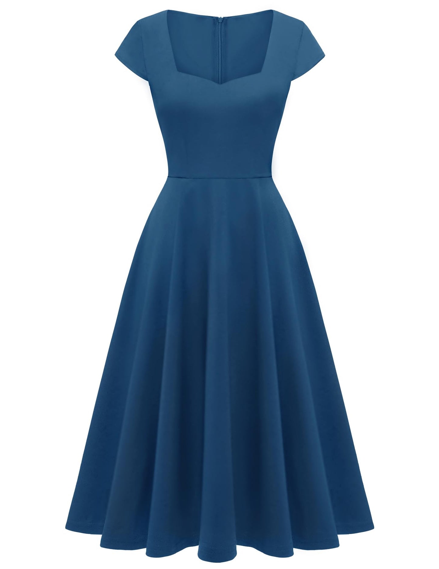 Berylove Evening Dresses Elegant Long Rockabilly Dresses Women Vintage Dress with Cutout 8009 Dusty Blue S