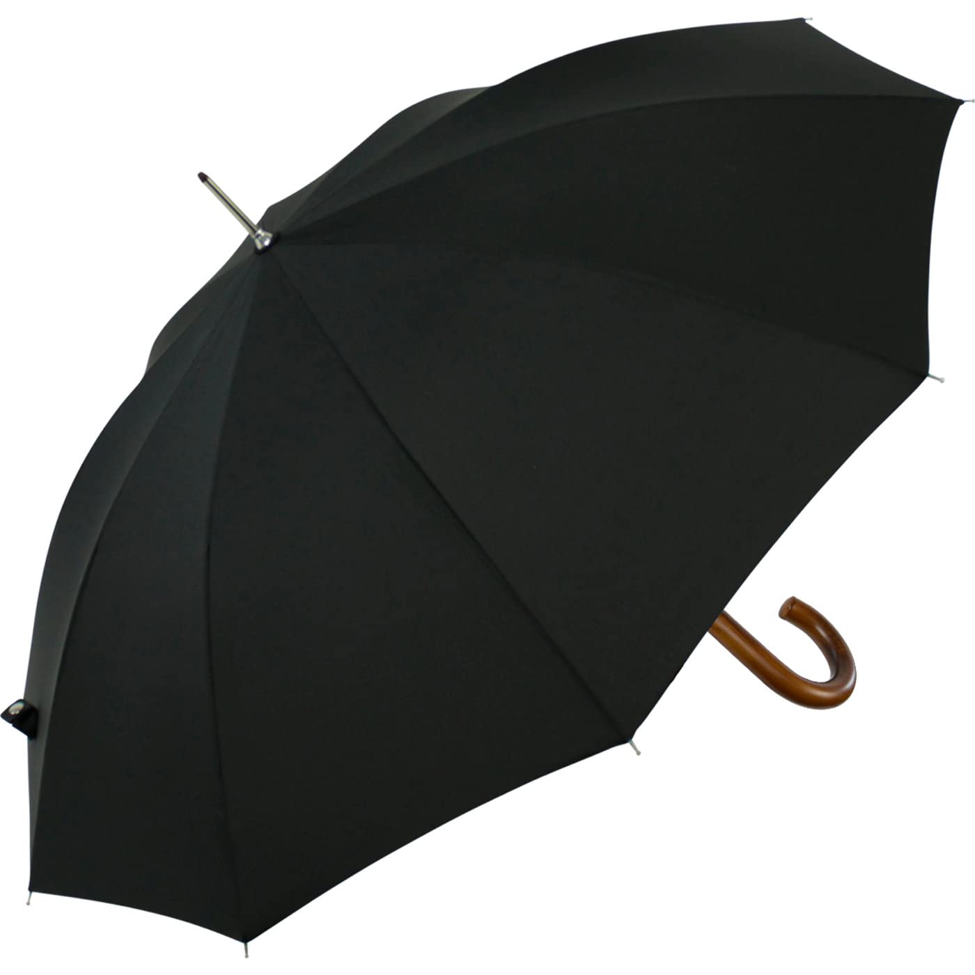 iX-brella men's automatic umbrella with genuine wood crook handle in black