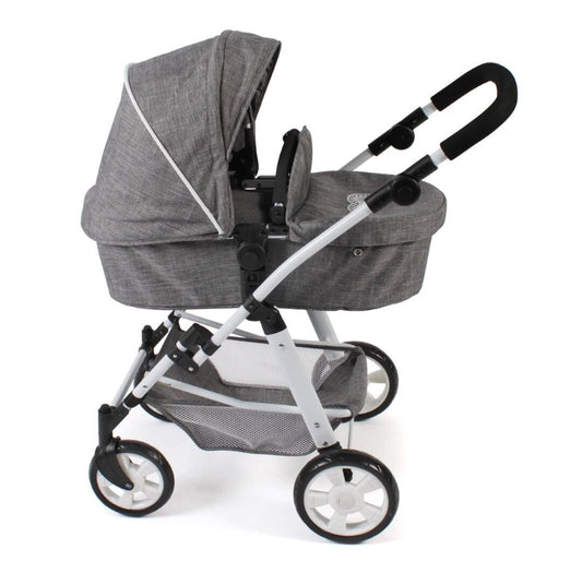 Bayer Chic 2000 - Doll carriage Nele, 2in1 combination doll carriage for children aged 4 to 8 years, denim gray, 45cm-84cm