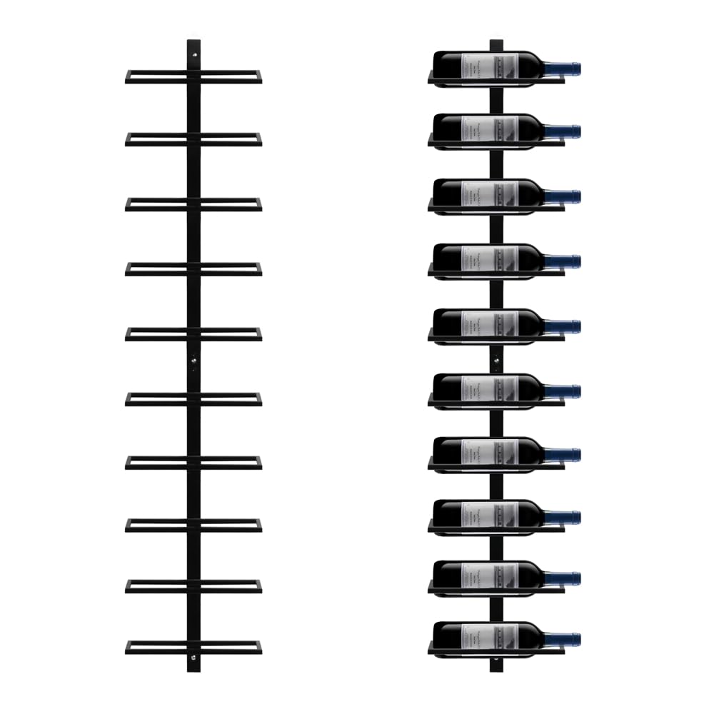 Yaheetech wine rack bottle holder storage shelf for wall made of metal 10 bottles, Black