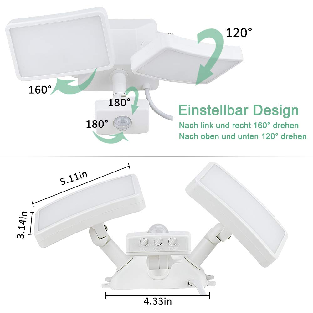 Depuley 20W LED Floodlight with Motion Sensor Outdoor, Super Bright Outdoor Spotlight adjustable, IP65 Waterproof, 1600LM, 6000K Daylight White, LED Outdoor Floodlight for Garden Garage Entrance
