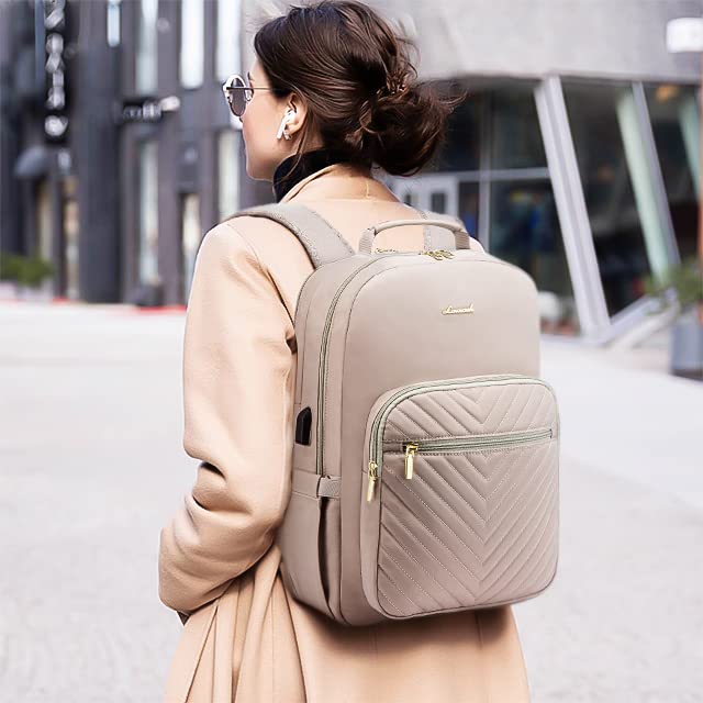 LOVEVOOK backpack for women, large 15.6 inch laptop backpacks waterproof daypacks with USB charging port, elegant work bag school backpack for girls teenagers for work business university travel