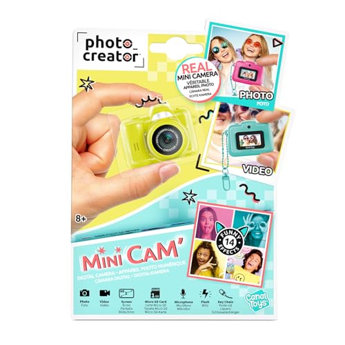 Canal Toys Photocreator - Mini Digicam - compact 12MP pocket camera, 1080p Full-HD video, 1.5" LCD screen, selfie mode & color filters, MicroSD card slot - perfect for on the go - CLK 062