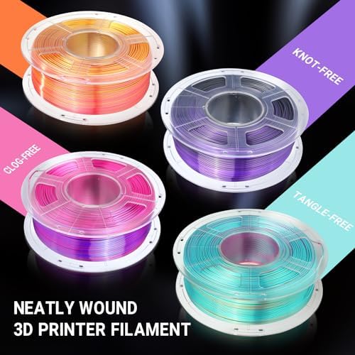 SUNLU Silk PLA Plus 3D printer filament, two-color glossy PLA+ filament 1.75mm, silk textures, 360° rotation reveals diverse colors, dimensional accuracy +/-0.02mm, 1kg spool (2.2lbs), Black White.