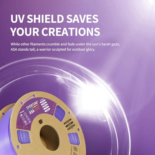OVERTURE ASA Filament 1.75mm, 1kg spool (2.2lbs), Accuracy +/- 0.03mm, for 3D printers (Purple)