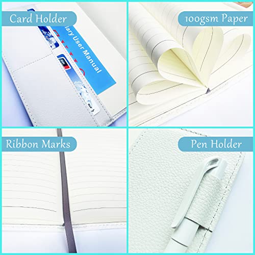 ZXHQ Diary with lock for girls and women, secret lock diary with, refillable faux leather notebook, size A5 (21 x 15 cm)
