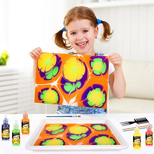 Water marbling paint for kids - arts and crafts for girls and boys, craft kits, for children aged 6 years and older...