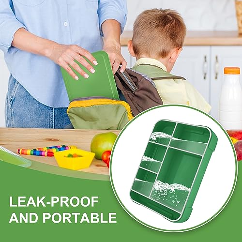 IJIAMY kids bento box with compartments, 1300ml lunch box for school & kindergarten, leak-proof lunchbox for children (light green)