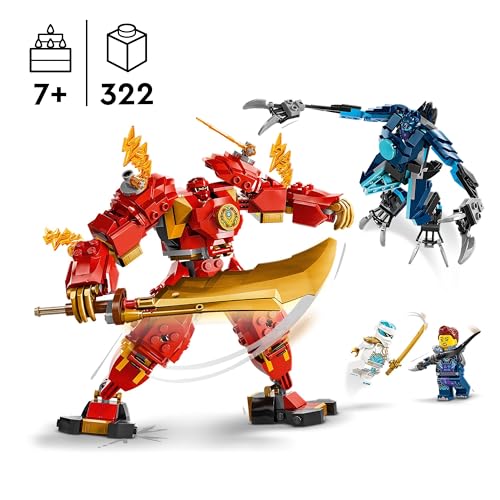 LEGO NINJAGO Kai's Fire Mech, action figure toy for kids & NINJAGO Arin's Dragon Glider, ninja set with dragon toy and figures.