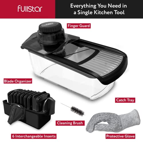 Fullstar vegetable slicer for kitchen, cheese grater, vegetable spiralizer, and vegetable slicer for cooking and meal prep. Includes kitchen tools, organizer, and safety glove.