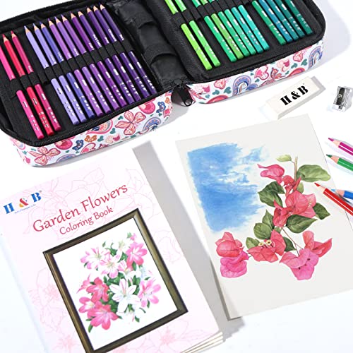 H & B 120 Colored Pencils Set Art Supplies Drawing Kit for Adults Coloring and Children Painting Sketchbook with Case