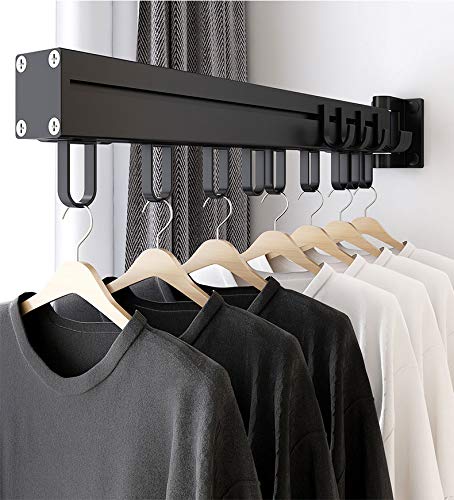 BHeadCat Wall-Mounted Clothes Rack 60cm, Multifunction Rotating Clothes Rack, Foldable Laundry Rack with 21 Hooks for Balcony, Laundry, Bathroom, Bedroom.