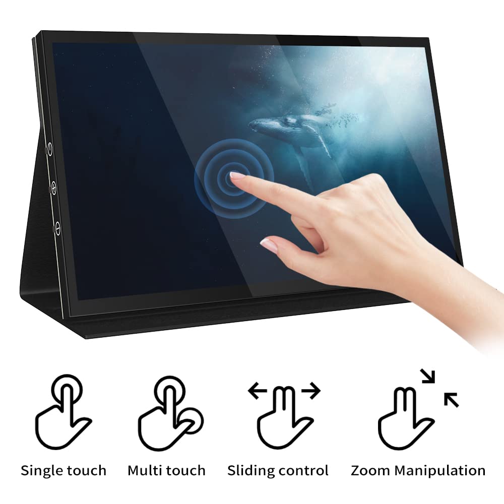 Jun-Saxifragelec Portable Monitor 10.1 inch IPS Touch Screen 1024 * 600, gaming monitor with stand, for Raspberry Pi screen