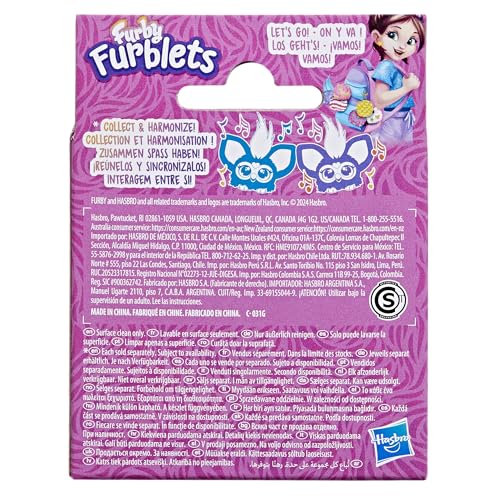 Furby Furblets Groo-Vee Mini, electronic music & phrases in Furbish (over 45 sounds), pastel-colored plush toy, for kids ages 6+, original stocking stuffer, Purple