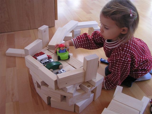 Building Blocks Starter Set, 40 untreated blocks for kindergarteners and school children, large blocks made of untreated wood from sustainable forestry.