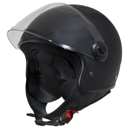 VINZ Como Jet Helmet with Visor ECE 22.06 Certified | Scooter Helmet for Motor Scooters & Vespas | Men & Women | Motorcycle Helmet in XS-XL | Available in 4 colors - Matte Black
