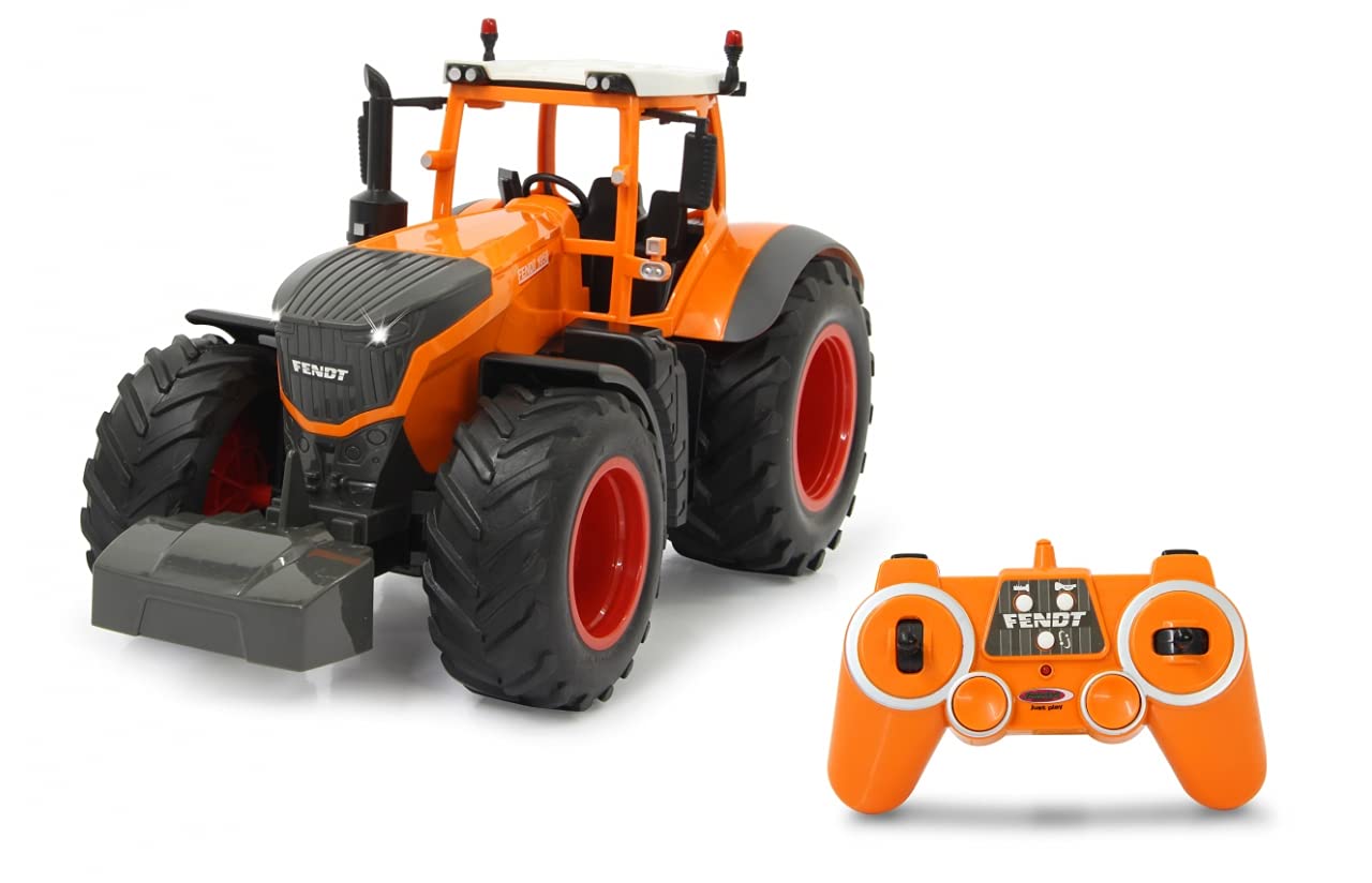 JAMARA 405045 Fendt 1050 Vario Municipal 1:16 2.4GHz RC Tractor, engine sound (can be turned off), reverse warning sound, horn, shutdown function, 2-wheel drive, front lights, indicators, demo function, orange
