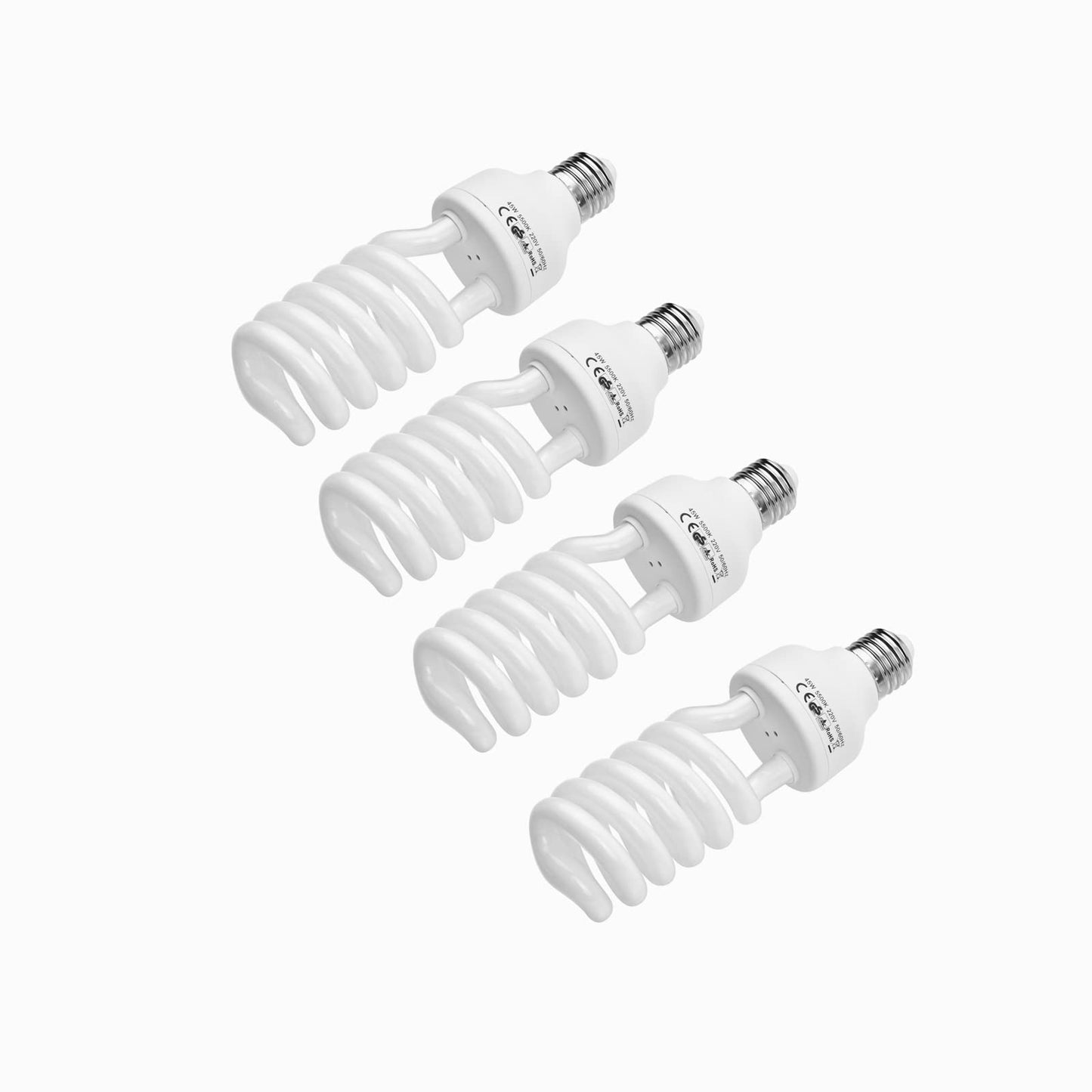 Andoer 4 x Photo Lamp 45W 220V, 5500K CRI90 Daylight Spiral Lamp, Energy Saving E27 Bulb for Photo Studio Studio Lighting Video Lighting