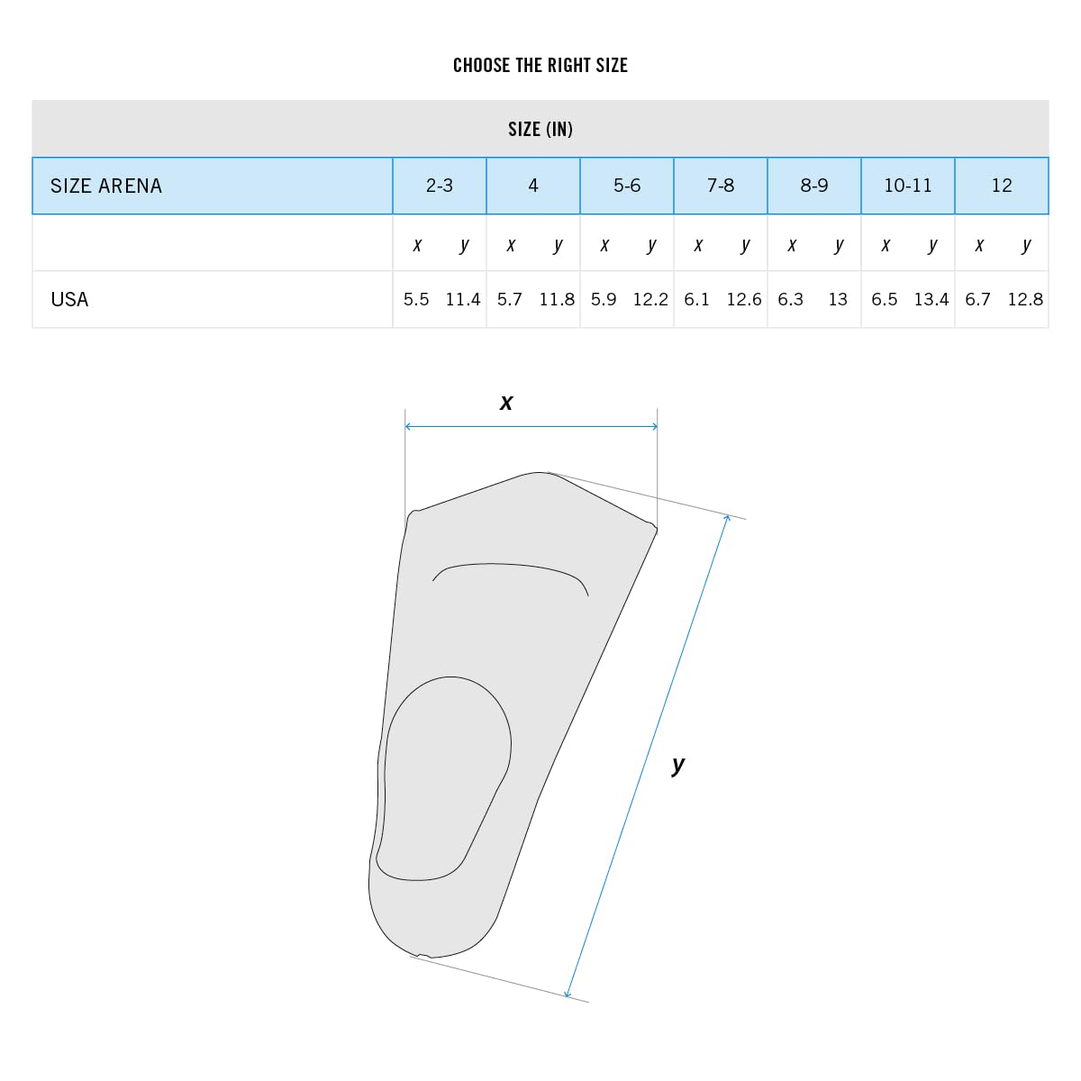 Arena Powerfin Swim Fins, training fins for adults, made of 100% silicone, comfortable and short swim fins.