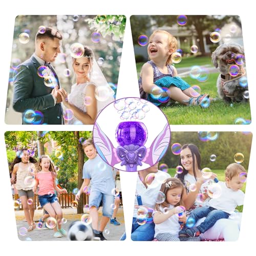 Bombble Fairy Bubble Wand, Electronic Bubble Machine Kids Wand 5000+ Bubbles/Min with Bubble Solution/LED, Bubble Toy Birthday Gift for Girls & Boys 345678