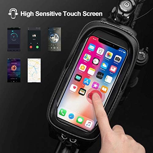 ROCKBROS bike frame bag handlebar bag water resistant phone pouch for smartphones up to 6.8 inches with TPU sensitive touchscreen for mountain bikes, road bikes, ebikes