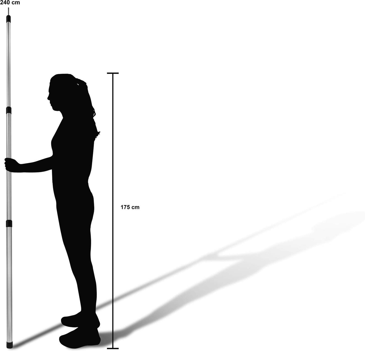 Normani Telescopic Tent Pole 94-240 cm made of aluminum - perfect tent or tarp accessory Color 3rd Piece