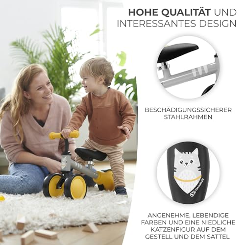 Children's Ride-On CUTIE, balance bike, kids' bike, pedal-free bike, tricycle, made of metal, modern design, secure construction, for children ages 1 and up, honey color.