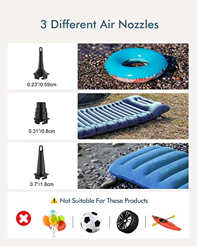 AKSOUL Electric Air Pump for Air Mattress: Portable Electric Air Pump - Small Battery Compressor for Pool Camping Mattress Airbeds