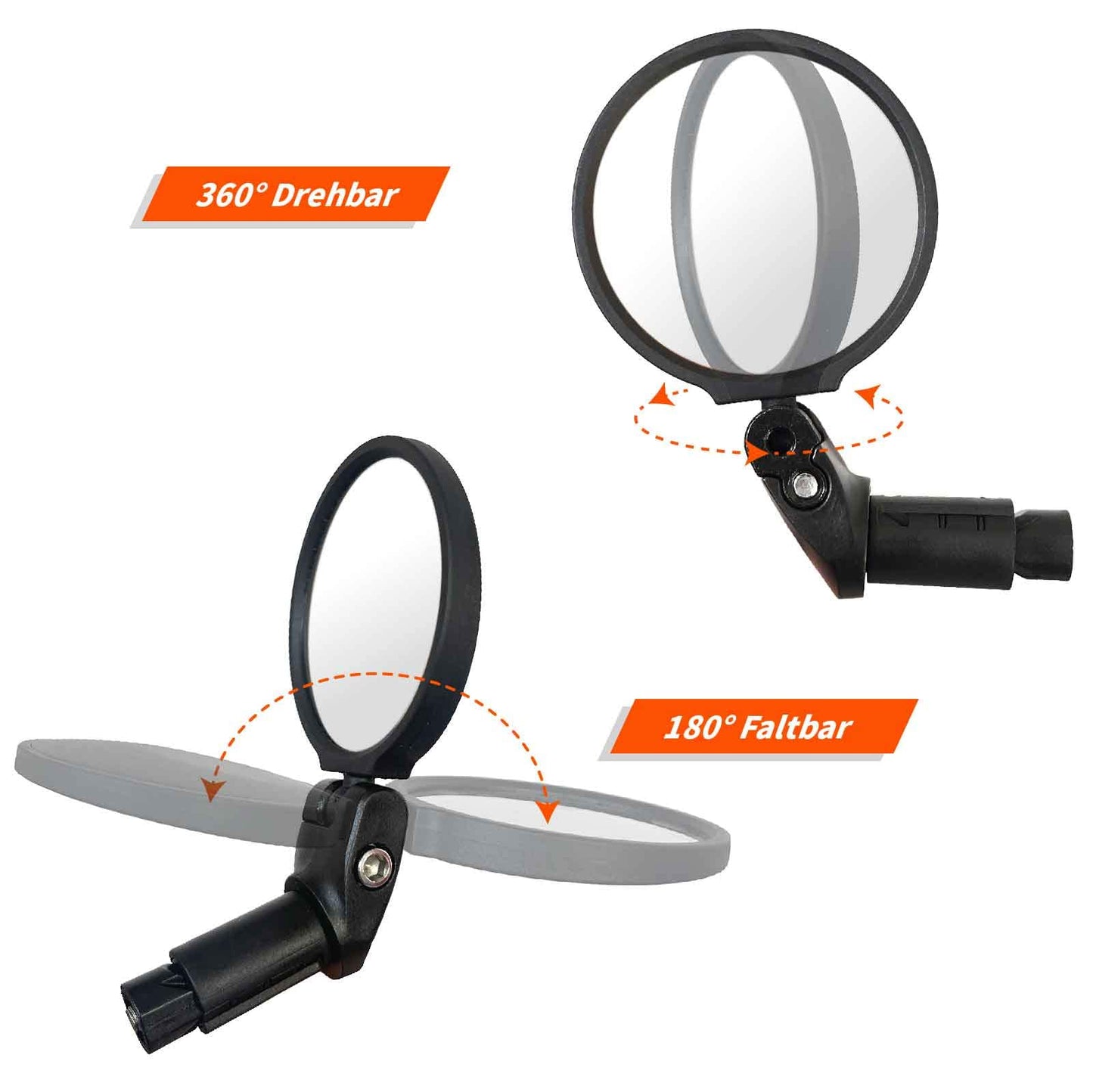 Homieway 2 Pieces Bike Mirrors for E-bike, HD Convex Bicycle Rearview Mirror, 360° Rotatable Foldable Safety Bike Mirror, Universal Bike Mirror for Handlebar 14.8-23 mm (Right-Left)