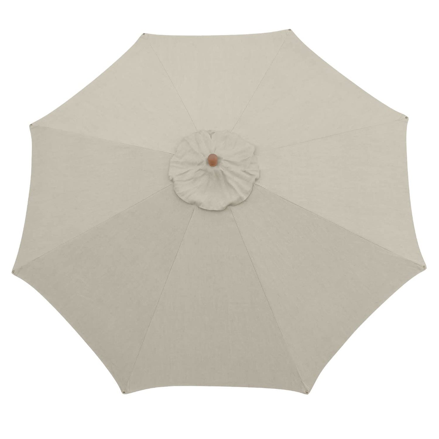 anndora Sun Umbrella Linen Cotton 300 cm round, Color: Dark Natural, Frame Wood, Canopy Linen-Cotton Blend fabric