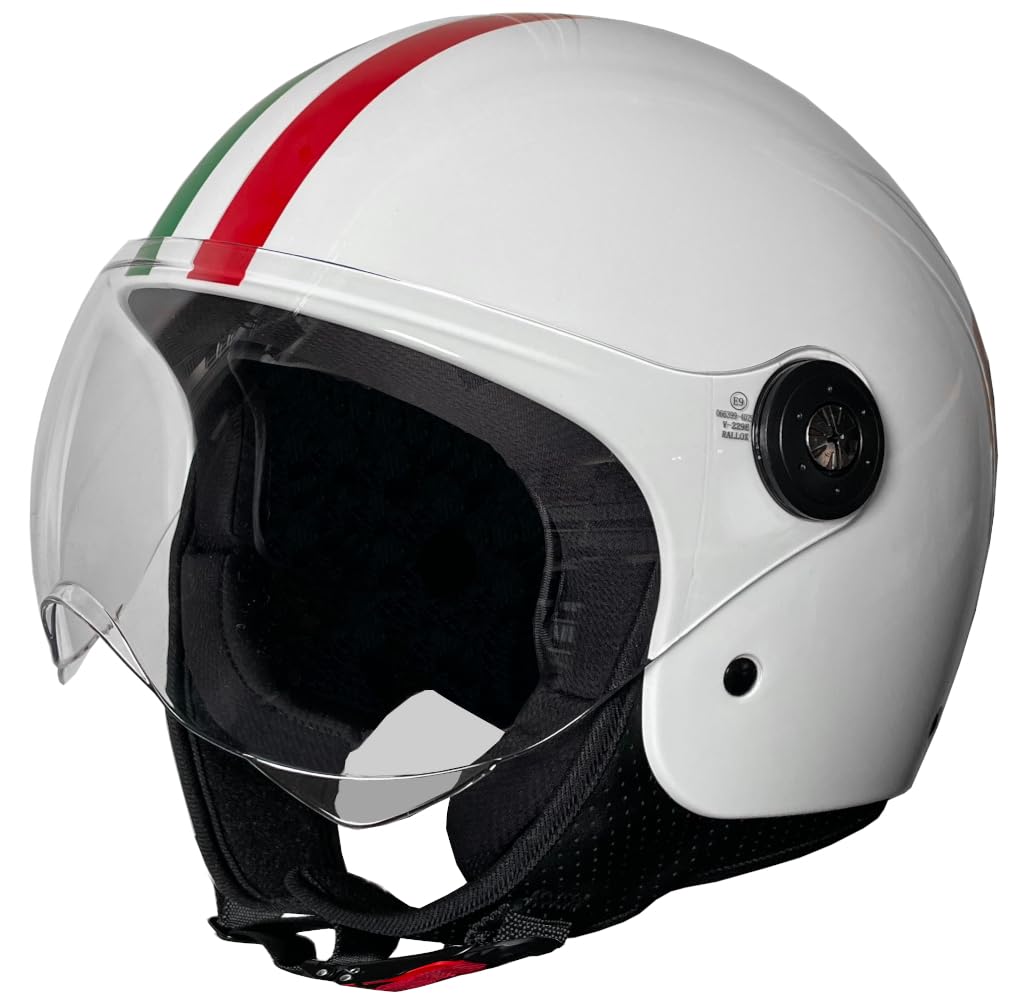 Jethelm RALLOX 229 Italia Helmet Motorcycle Helmet Size M Scooter Helmet with clear white glossy visor