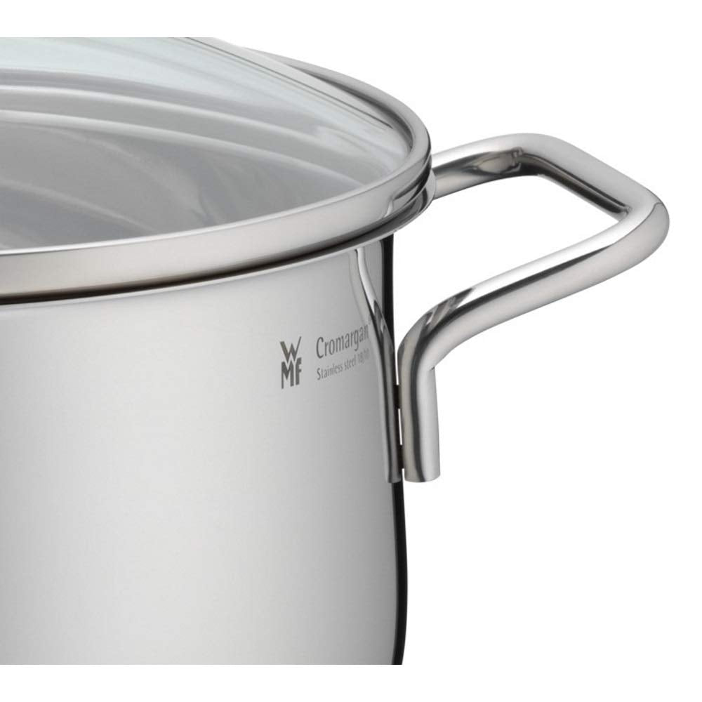 WMF Diadem Plus Stewpot large 24cm, glass lid, induction meatpot 6.5l, polished Cromargan stainless steel, uncoated