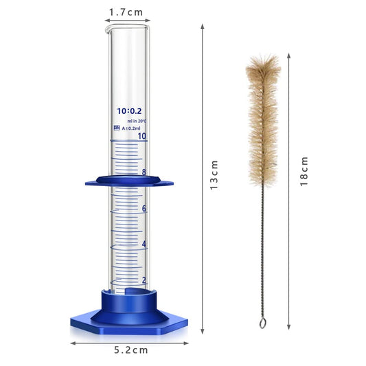 5PCS 10ML Graduated Cylinder Thick Glass Lab Cylinders Measuring Cylinder - 10ML