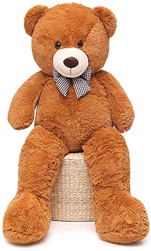 SNOWOLF 110cm XXL teddy bear giant soft toy large plush toy plush bear cuddly bear teddy bear gift (1.1m, Dark Brown)
