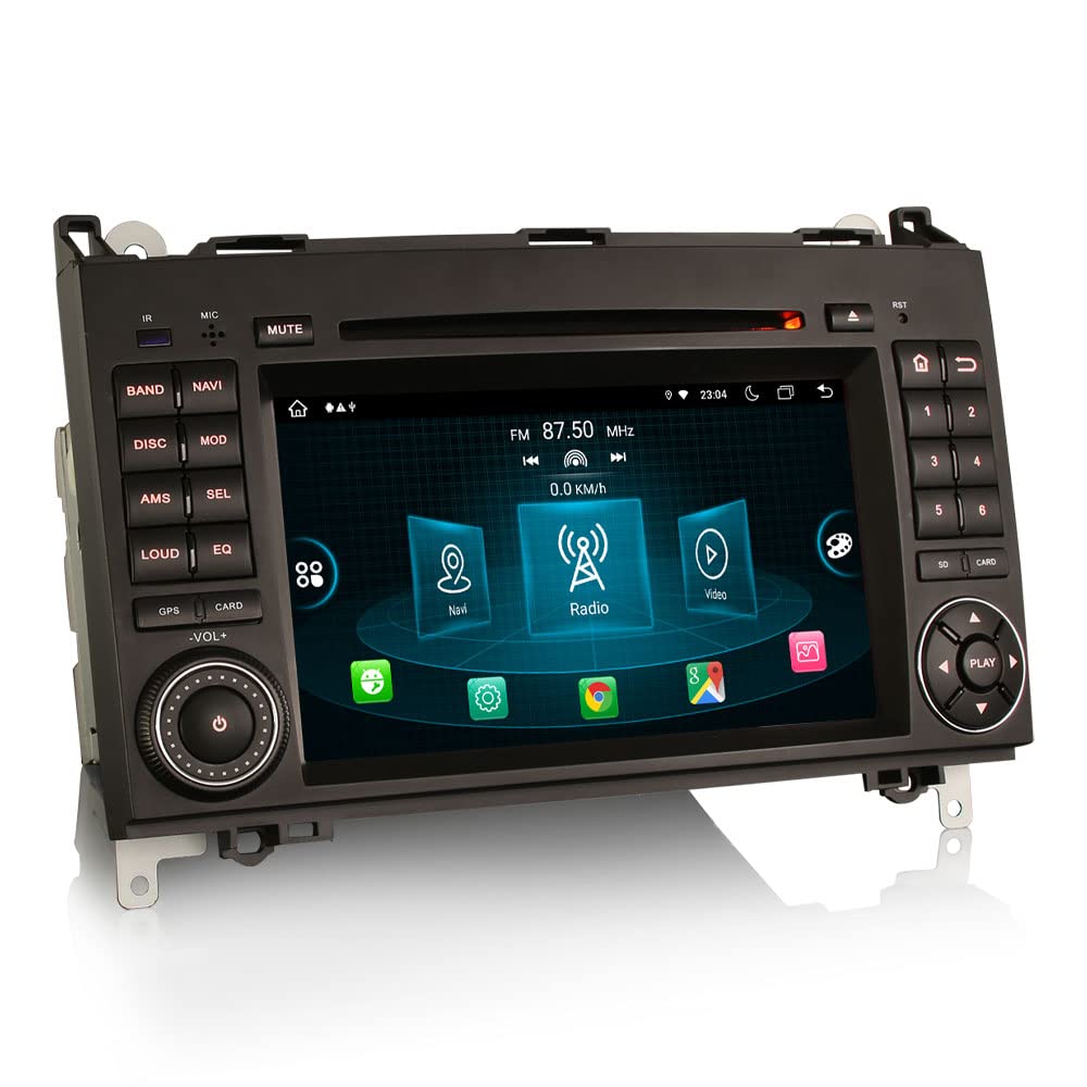 Erisin 7 inch Android 13 8-core 4GB+64GB car radio GPS navigation for Mercedes Benz A/B Class W169 W245 Sprinter Viano Vito VW Crafter Integrated CarPlay Bluetooth Android Auto DSP DAB+ WiFi CD.