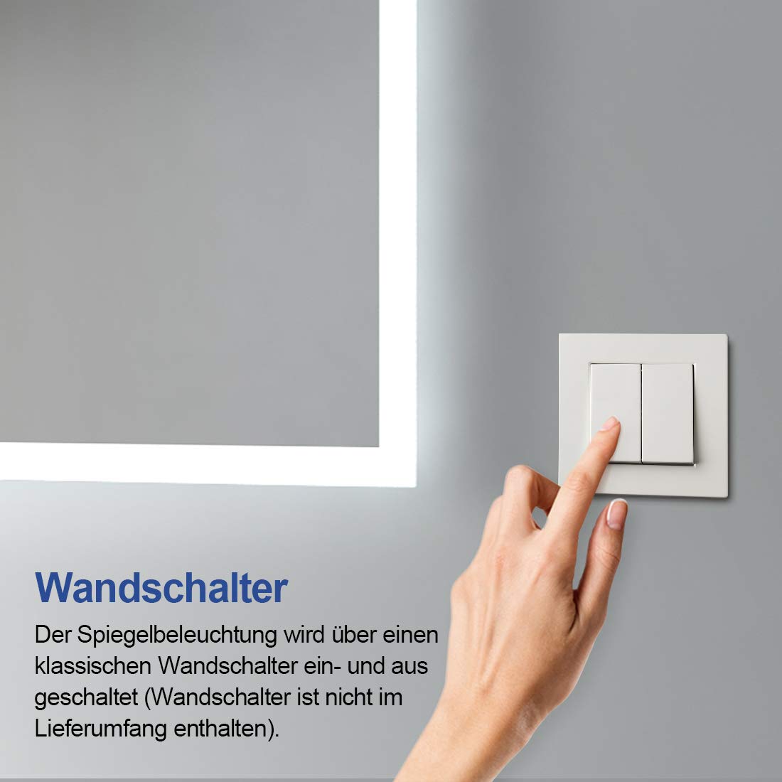 Meykoers LED bathroom mirror 45x60cm illuminated mirror Cold white light Energy-saving IP44
