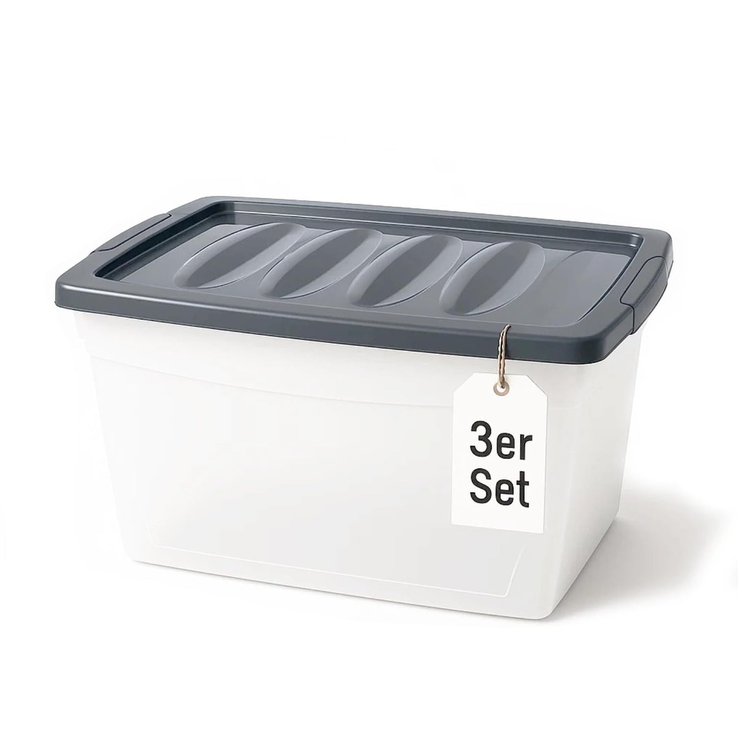 BigDean 3x 60L Storage Box with Lid Large Budget Line Plastic Box with Lid