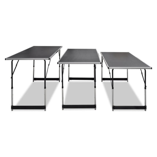 Anself wallpaper table multifunction table foldable black 3pcs. Adjustable height 73/80/87/94 cm.