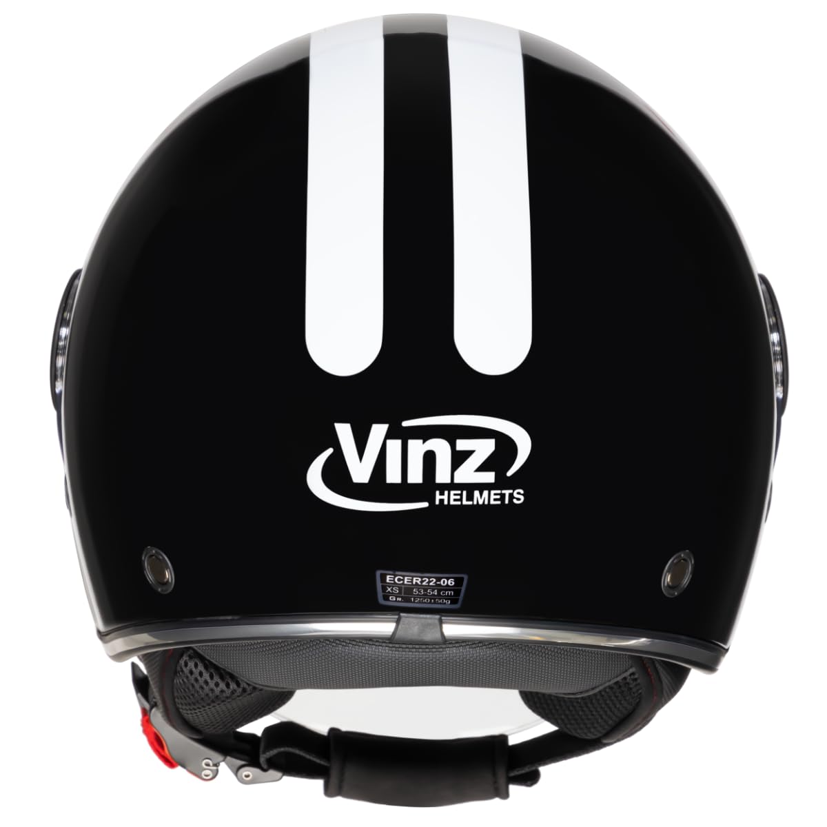 VINZ Parchi Jet Helmet with Dual Visor | Scooter Helmet Fashion Helmet with Stripes | Available in sizes XS-XXL | Jet helmet with sun visor | ECE 22.06 Certified | Motorcycle Helmet with Visor - Black