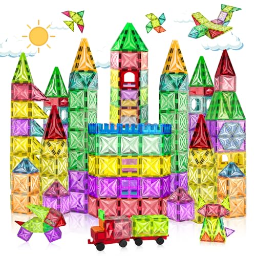 Tiagowell 3D Magnetic Building Blocks 120 Pieces, STEM Magnetic Toy for Kids, Magnetic Blocks Construction Toy Preschool Educational Toy for 3 4 5 6 7 8 Year Old Boys and Girls