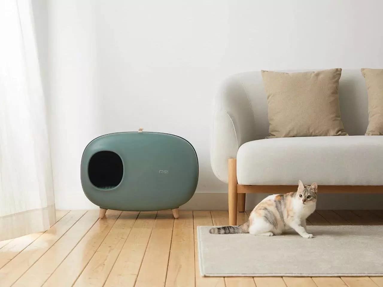 MakeSure cat litter box with drawer - Green - 60 x 38 x 45 cm - Design