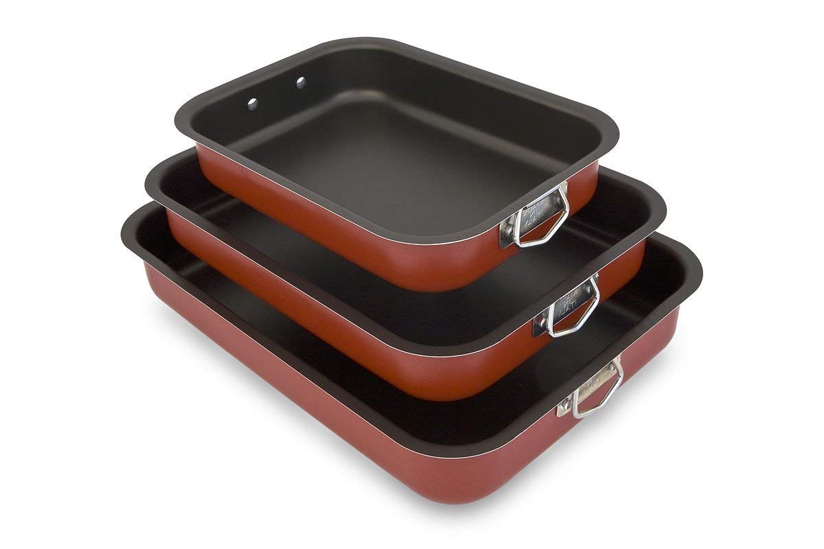 Space Home - Professional Non-Stick Baking Sheet Set - Casserole Dish - Large Casserole Dish - Lasagna Casserole Dish - Lasagna Pan - Baking Pans - Cake Pan - 3-Piece Set - Double Non-Stick Coating
