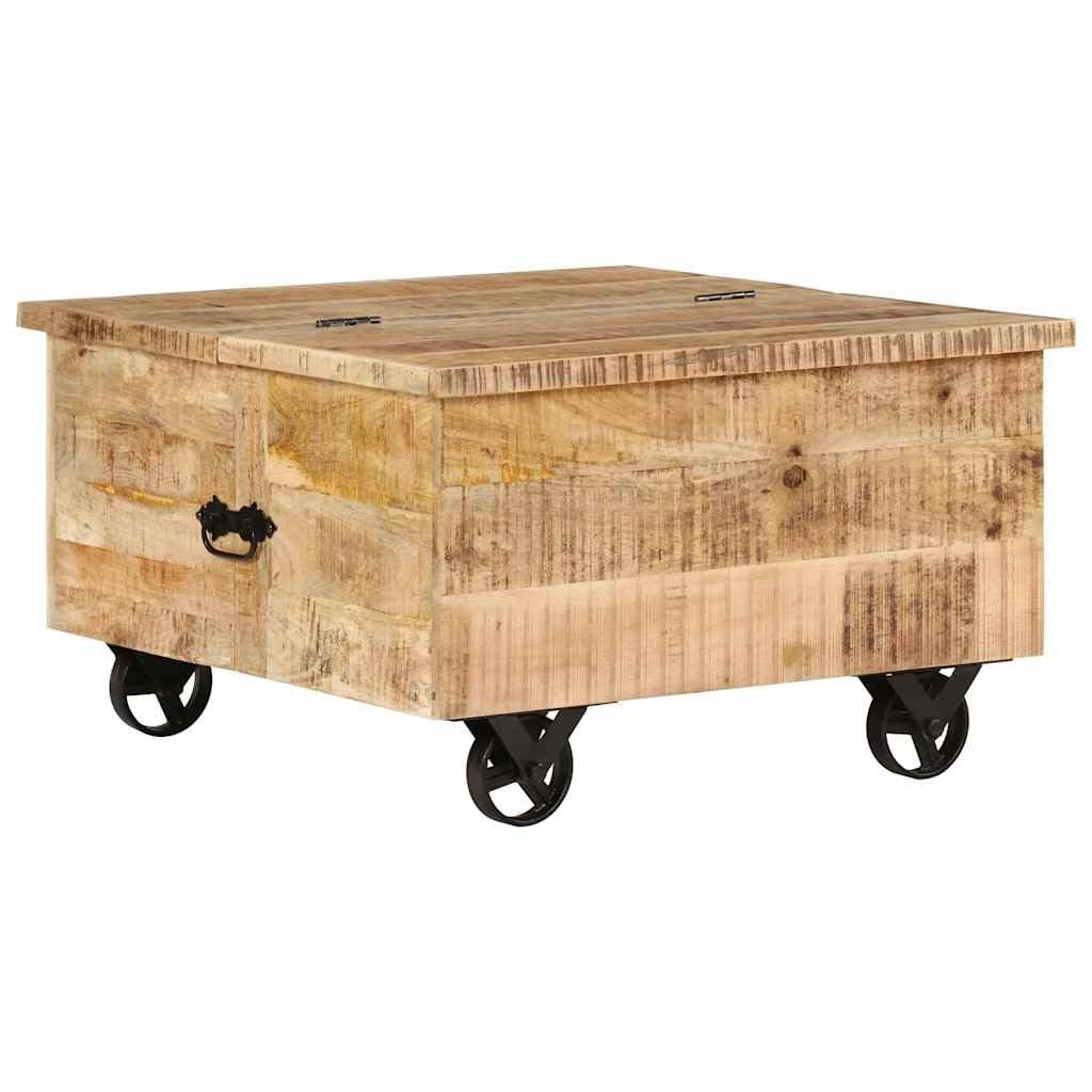 vidaXL Rustic Mango Wood Coffee Table with 5 Drawers, 1 Storage Compartment Vintage Side Table Living Room Table Coffee Table Sofa Table 70x70x40cm